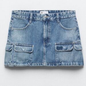 Zara Denim Cargo Mini Skirt